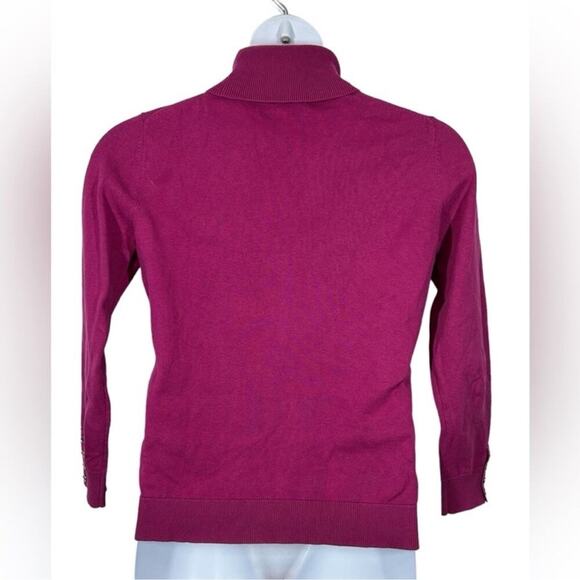 Tommy Hilfiger Magenta Turtleneck Sweater Button Cuff Size L Retro - Picture 6 of 14